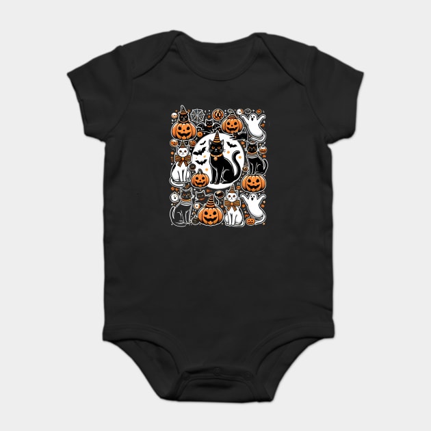Spooky Halloween Cats, For Cat Lover Baby Bodysuit by logiamerch